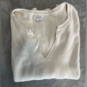 LOFT Oatmeal V-Neck Sweater Vest
